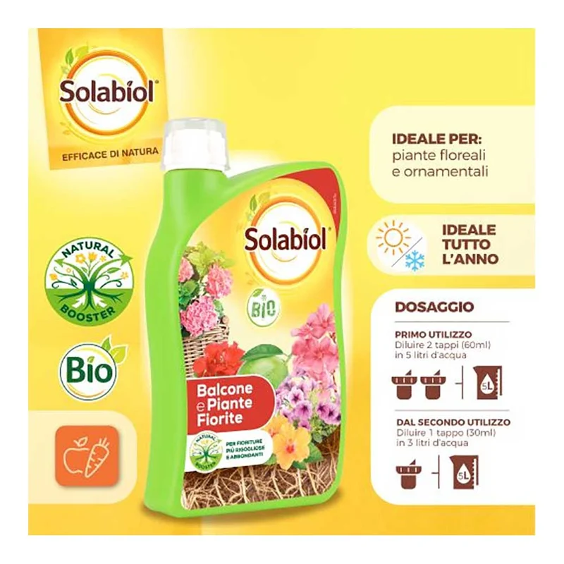 Concime BIO Liquido per Balconi e Piante fiorite 1lt Solabiol