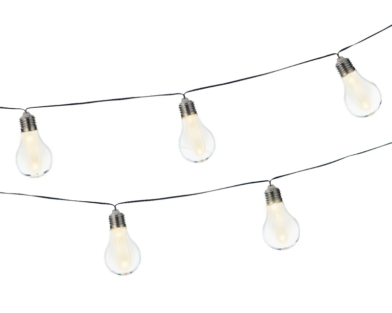CATENA SOLARE LUMINOSA CON LAMPADINE TRASPARENTI 4.5 METRI