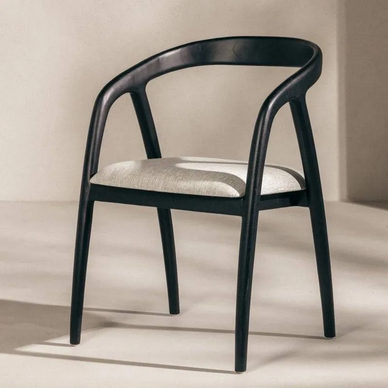 Sedia ONDE, nero/beige chiaro, teak