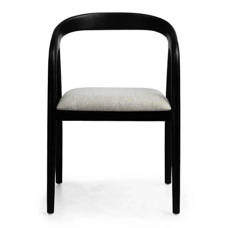 Sedia ONDE, nero/beige chiaro, teak