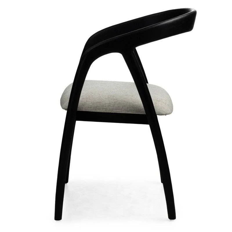 Sedia ONDE, nero/beige chiaro, teak