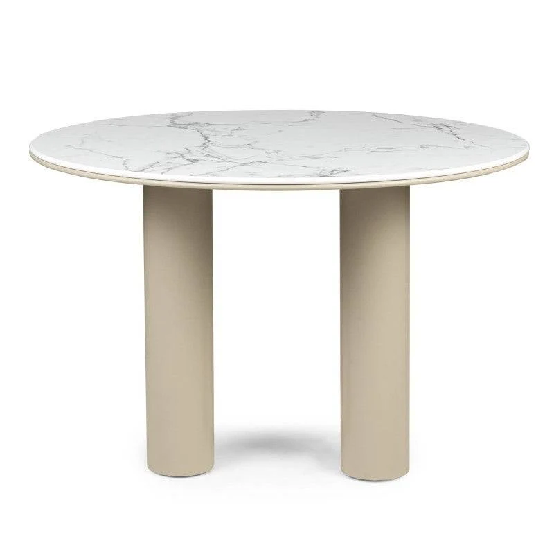 BEJRO Tavolo da Pranzo 120 cm Rotondo Beige Scuro