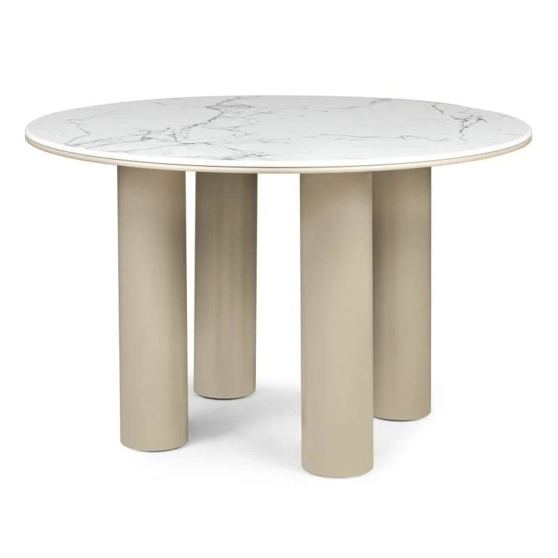 BEJRO Tavolo da Pranzo 120 cm Rotondo Beige Scuro