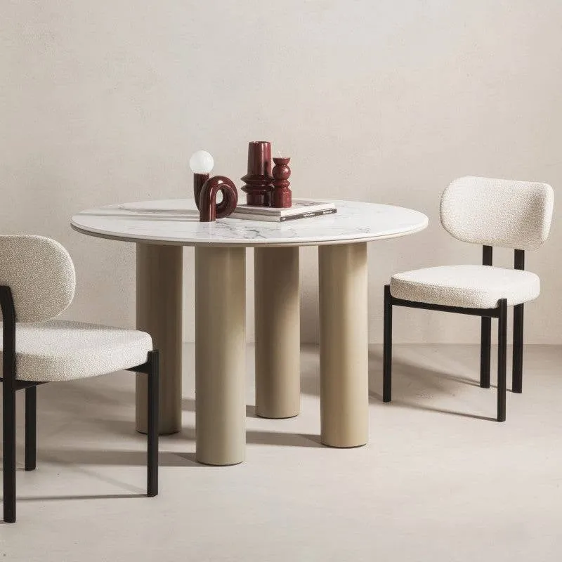 BEJRO Tavolo da Pranzo 120 cm Rotondo Beige Scuro