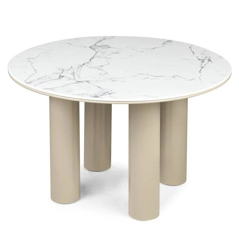 BEJRO Tavolo da Pranzo 120 cm Rotondo Beige Scuro