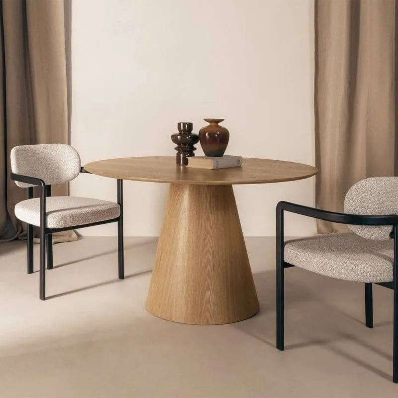 NORAN Tavolo da Pranzo 120 cm Rotondo Naturale