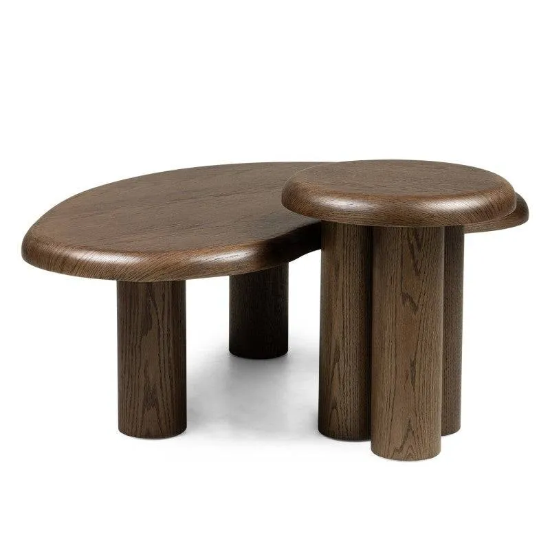 Set di tavolini WALNUT rovere scuro forme arrotondate