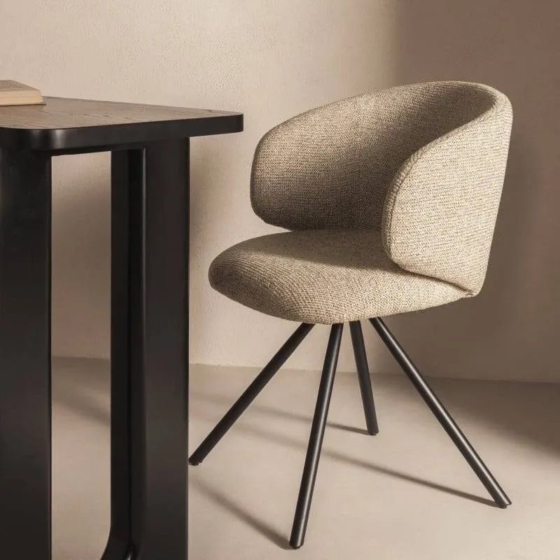 PERLA Poltrona Girevole Mocha con Gambe Nere