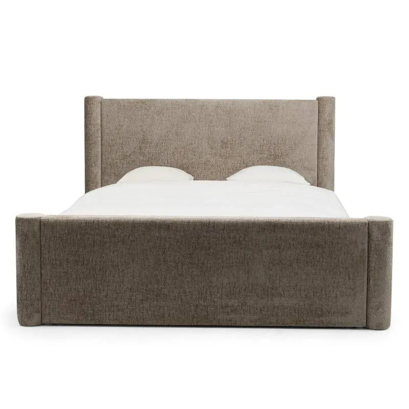 Letto ZENNA imbottito 160x200 cm, beige con contenitore