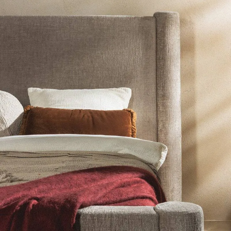 Letto ZENNA imbottito 160x200 cm, beige con contenitore