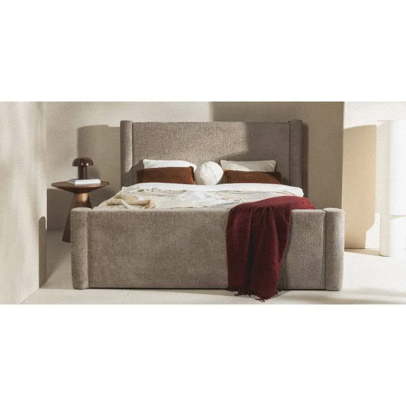 Letto ZENNA imbottito 160x200 cm, beige con contenitore