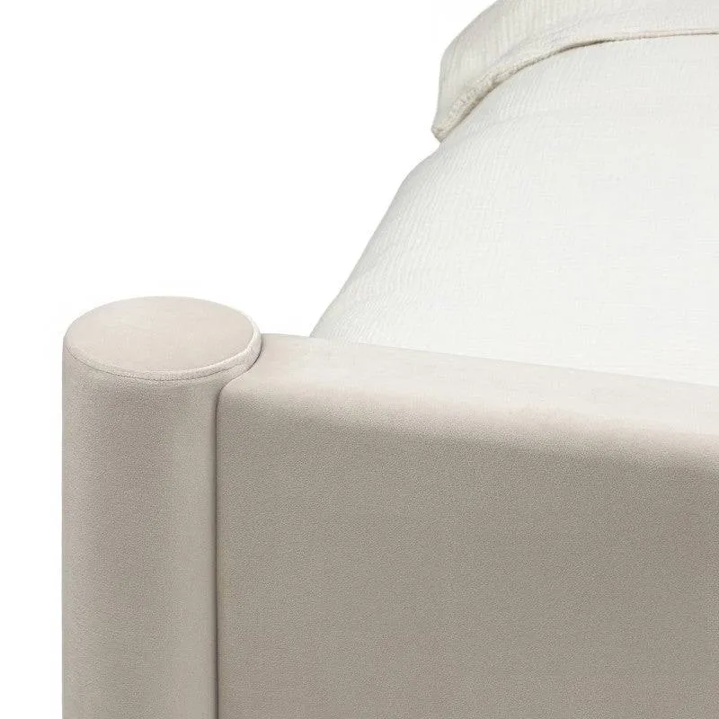Letto ZENNA imbottito 160x200 cm, velluto beige chiaro