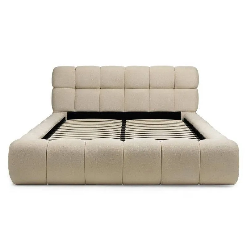 Letto NEXTO imbottito 160x200 cm, beige chiaro con contenitore