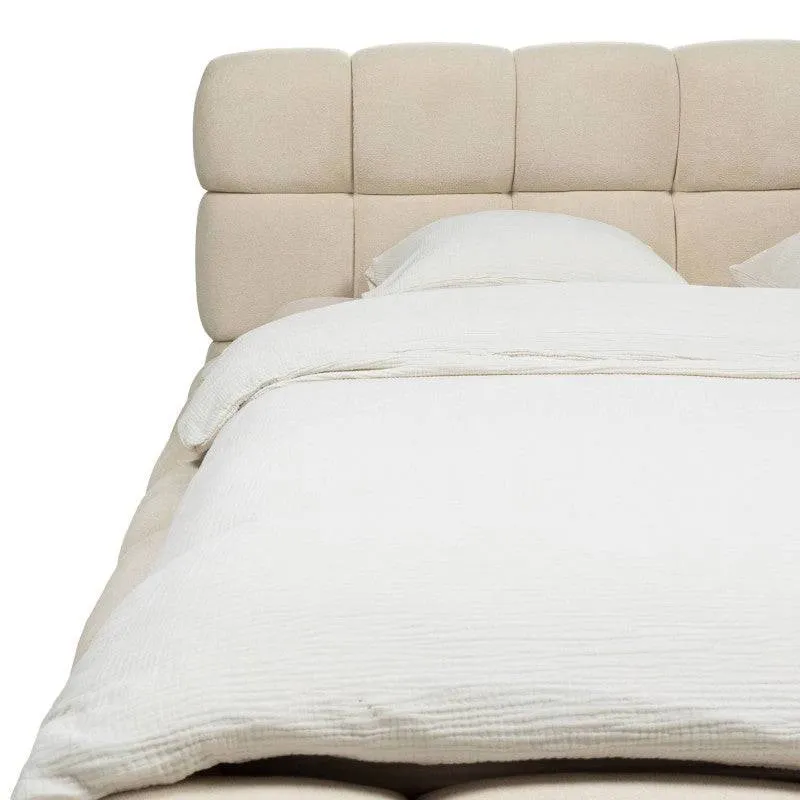 Letto NEXTO imbottito 160x200 cm, beige chiaro con contenitore