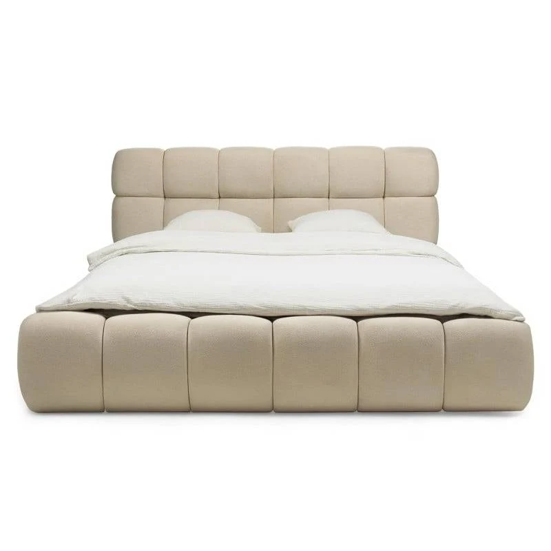 Letto NEXTO imbottito 160x200 cm, beige chiaro con contenitore