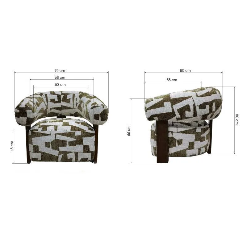 Poltrona ANNABEL, olive-cream/noce, forme arrotondate