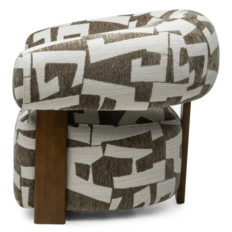 Poltrona ANNABEL, olive-cream/noce, forme arrotondate