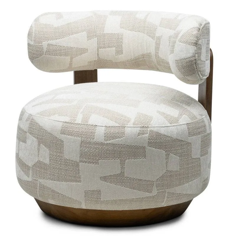 Poltrona MARABELL, forme arrotondate, beige/cream, noce