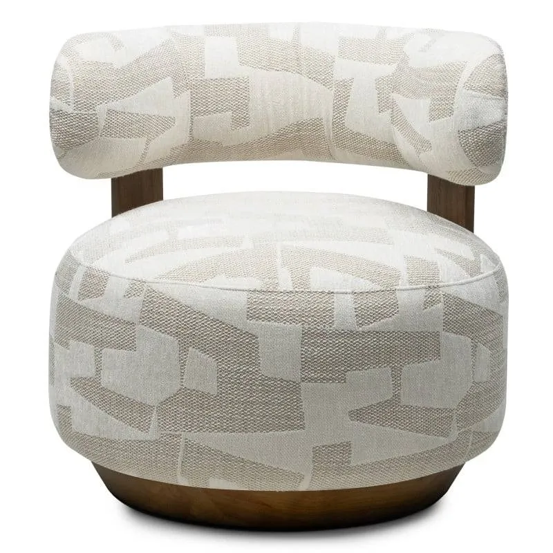 Poltrona MARABELL, forme arrotondate, beige/cream, noce
