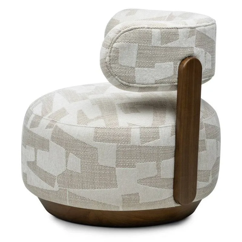 Poltrona MARABELL, forme arrotondate, beige/cream, noce
