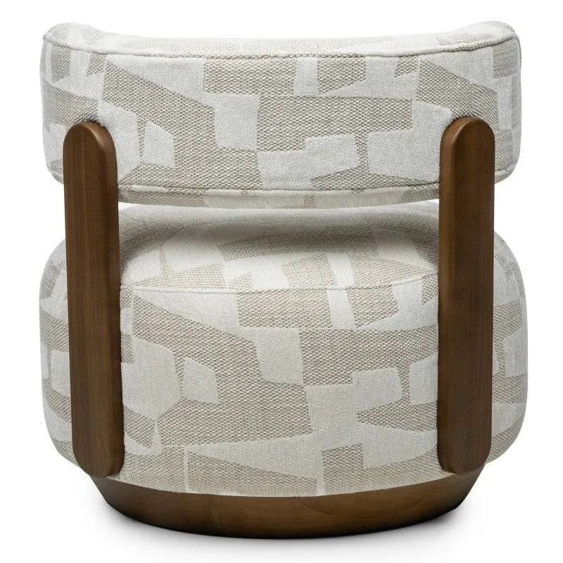 Poltrona MARABELL, forme arrotondate, beige/cream, noce