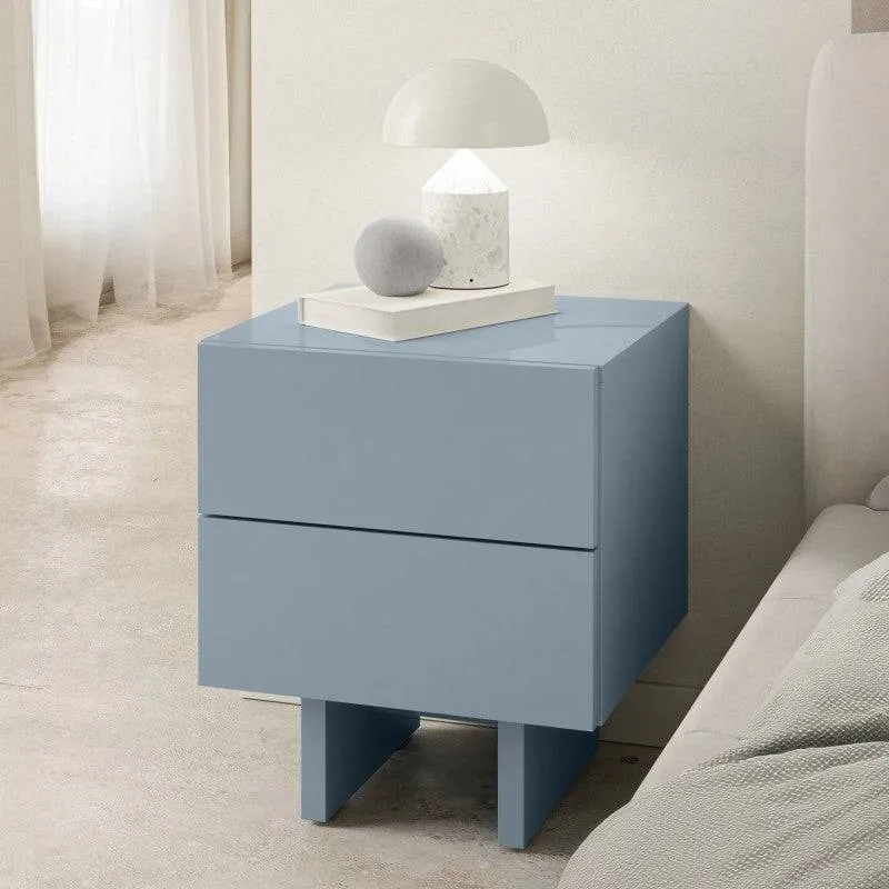 Comodino GLAM, blu fumé, lucido