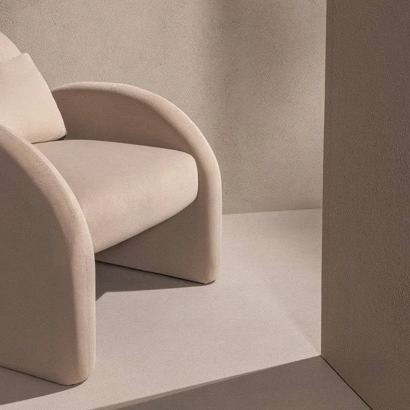 Poltrona lounge JADA beige chiaro velluto