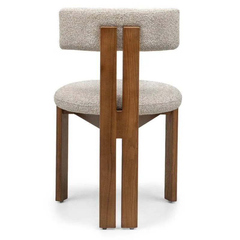 Sedia MARTIN beige-crema gambe noce