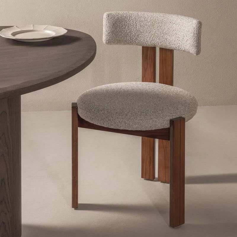 Sedia MARTIN beige-crema gambe noce