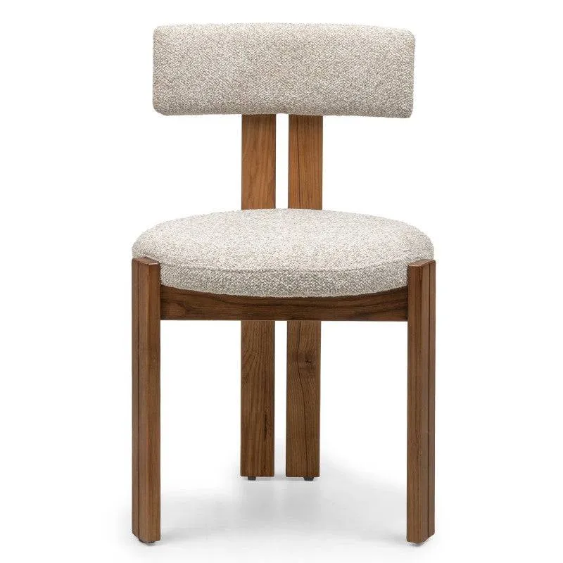 Sedia MARTIN beige-crema gambe noce