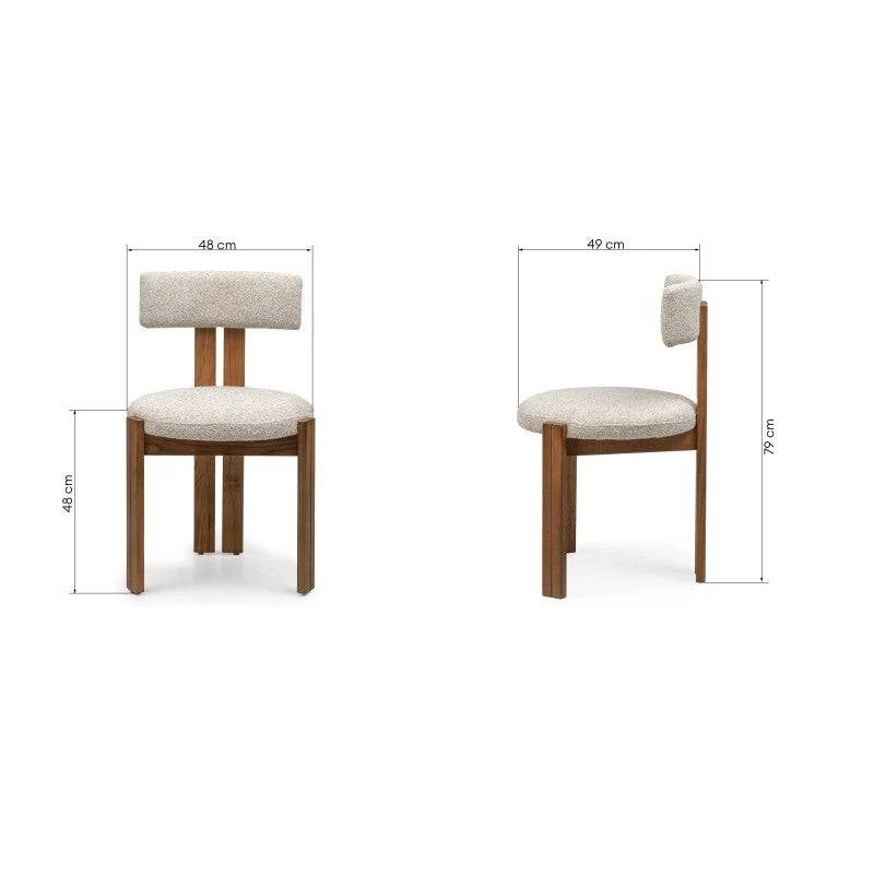 Sedia MARTIN beige-crema gambe noce