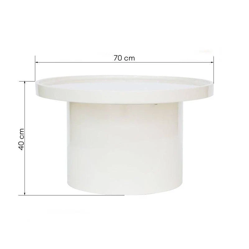 Tavolino CHAN Ø70 cm, bianco, lucido