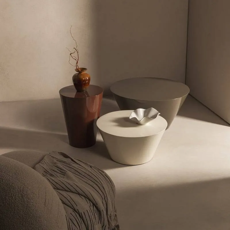 Tavolino ELISSA Ø60 cm, bianco crema, lucido