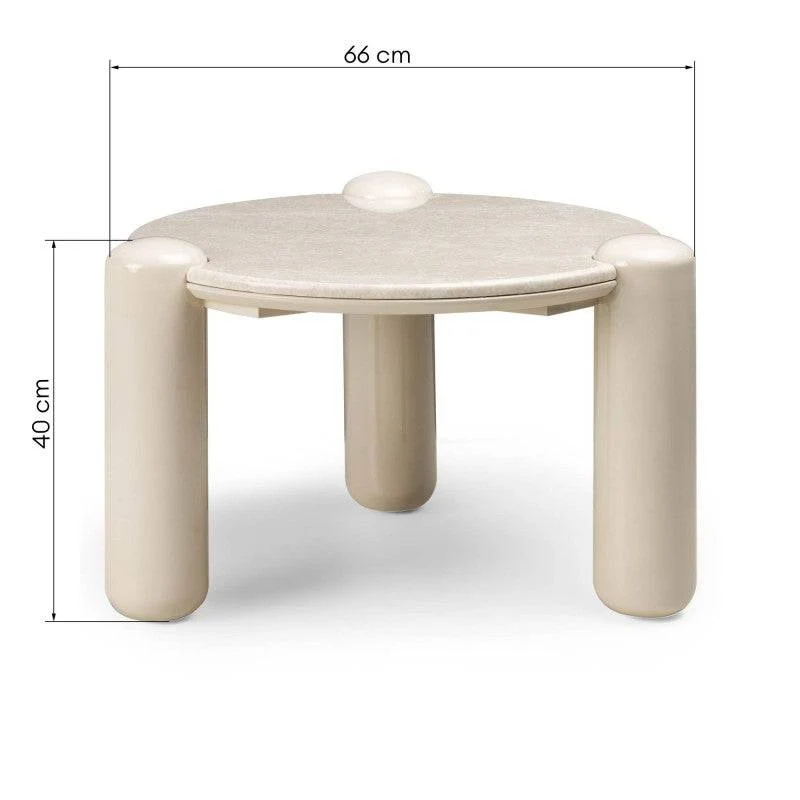 NORREL Tavolino da Caffè 66 cm, Beige Chiaro/Marmo