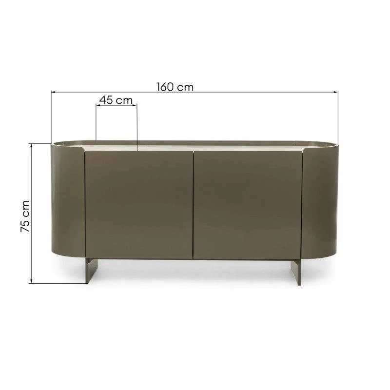 NARN Cassettiera ovale verde/grigio sinterizzato lucido