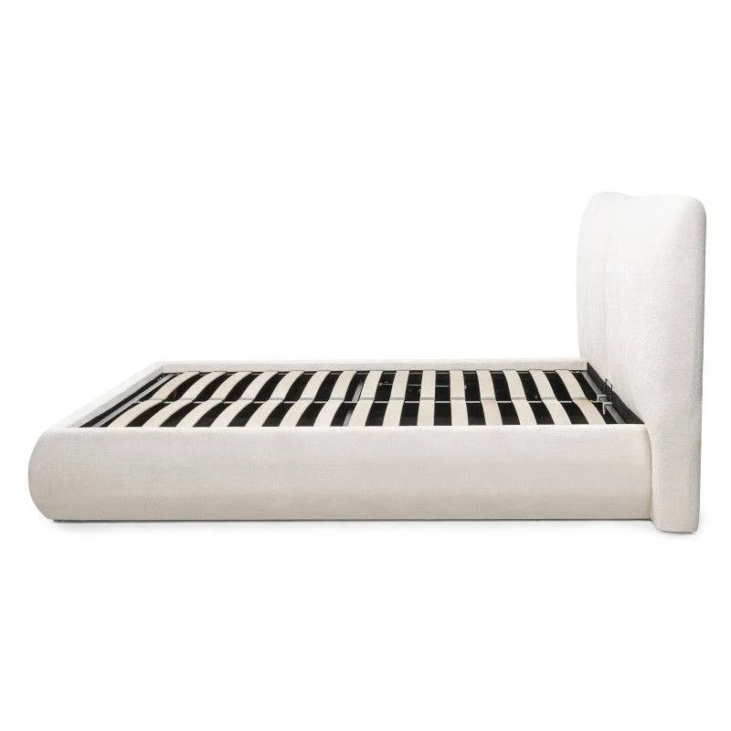 UNAR Letto imbottito 160x200 cm con contenitore beige