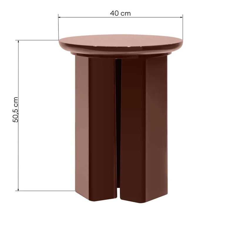 Tavolino Laterale RIEB 40 cm Borgogna Lucido