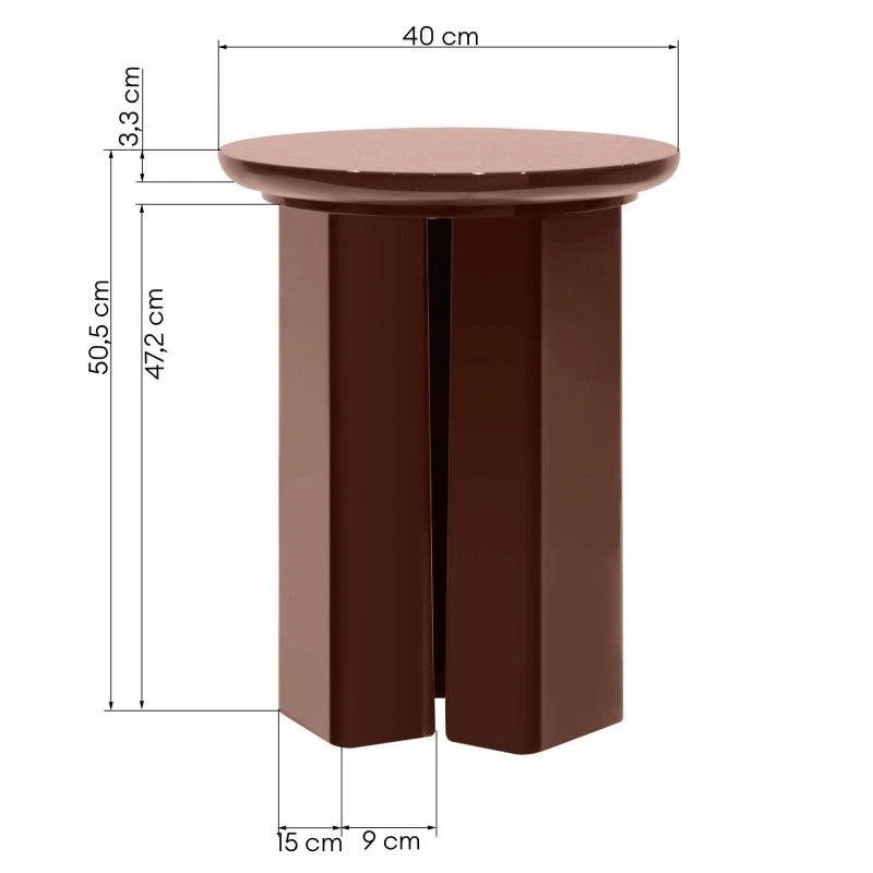 Tavolino Laterale RIEB 40 cm Borgogna Lucido