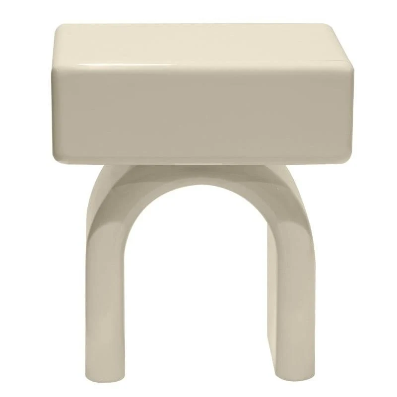 Comodino LUSH con cassetto, bianco crema, forma arcuata