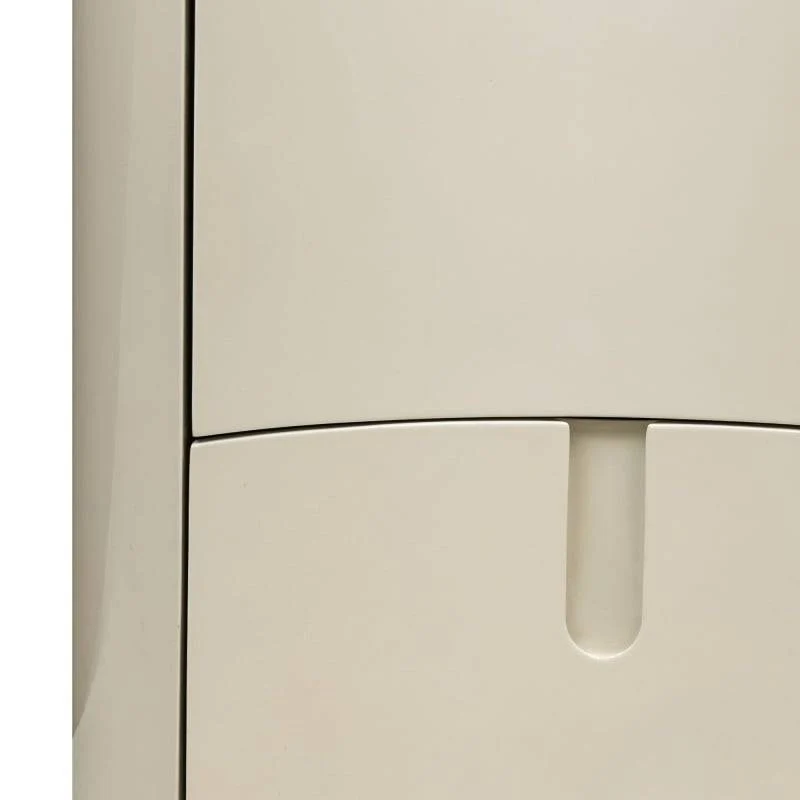 Comodino ENAV con cassetti, bianco crema, forme arrotondate