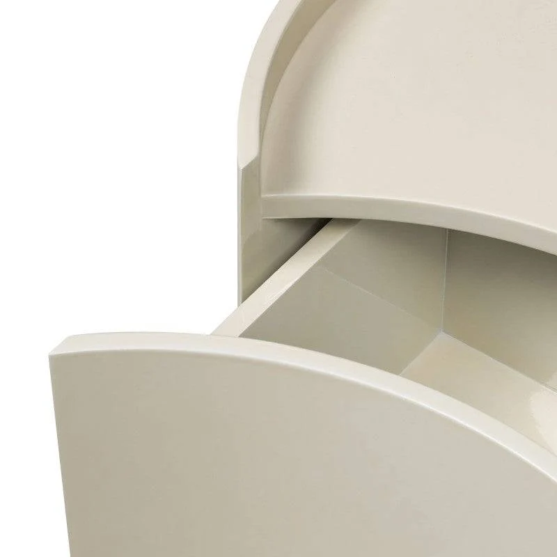 Comodino ENAV con cassetti, bianco crema, forme arrotondate