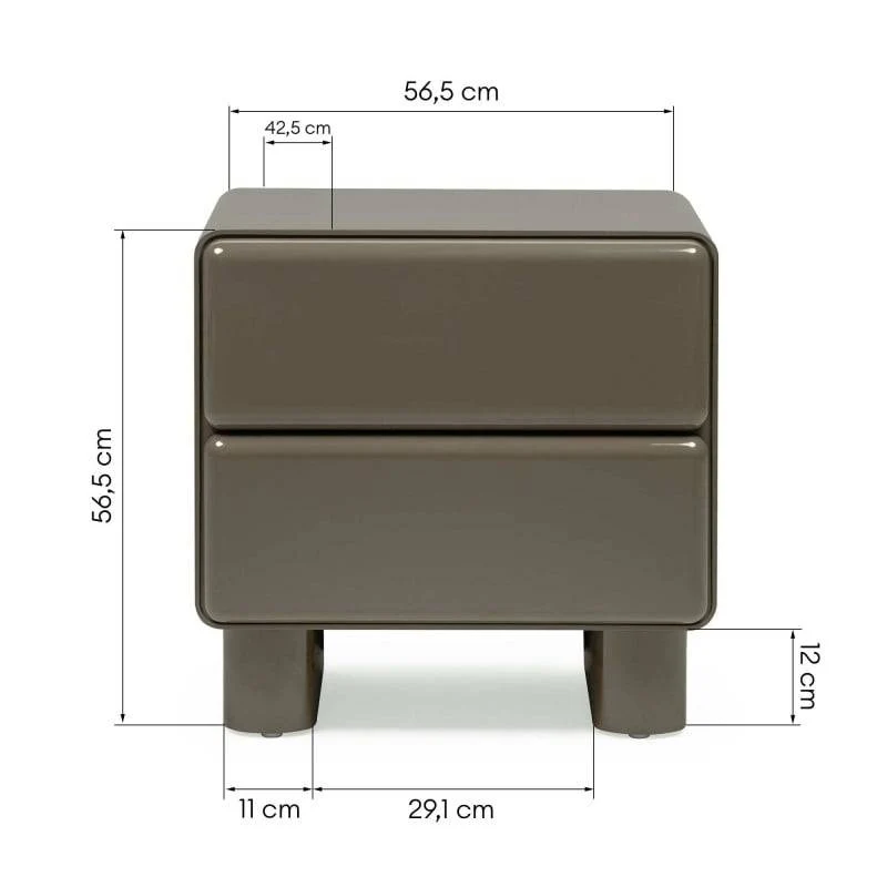 Comodino AGOS con cassetti, verde/grigio, forme arrotondate