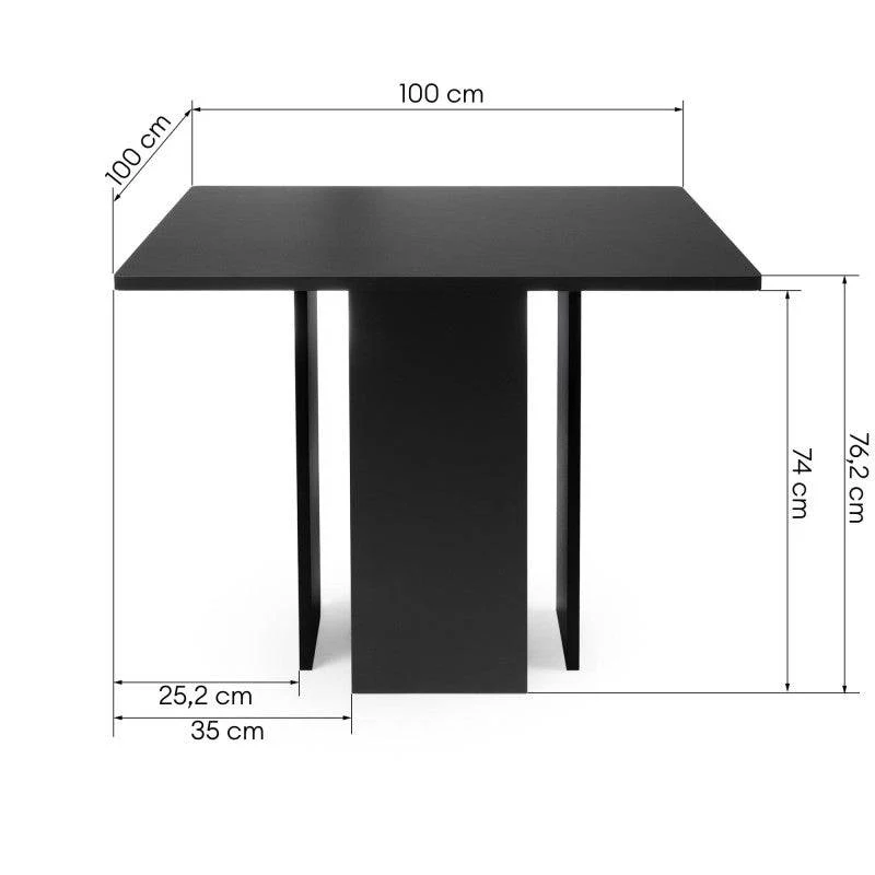 Tavolo da pranzo ASPER 100 cm, quadrato, nero