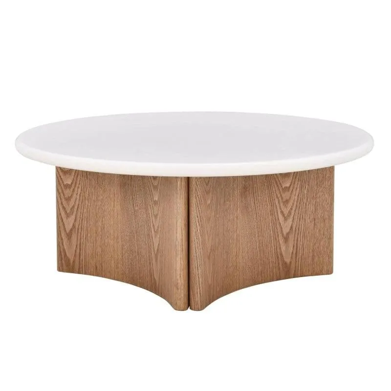 Tavolino da caffè ARLOM 80 cm, bianco crema/rovere