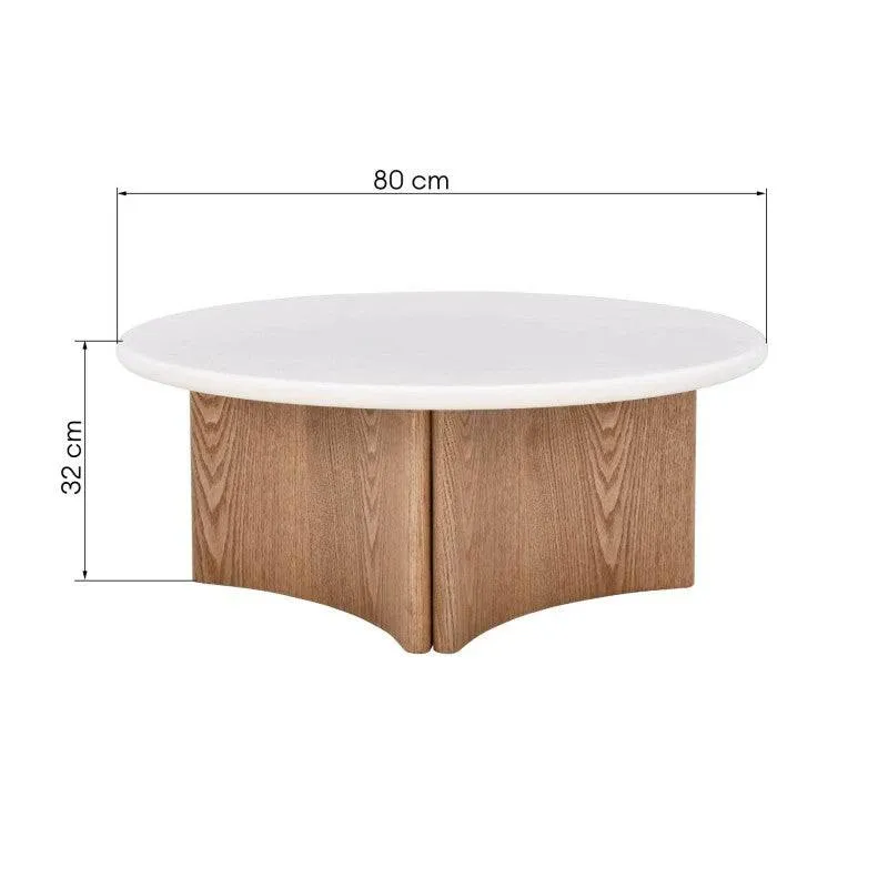 Tavolino da caffè ARLOM 80 cm, bianco crema/rovere