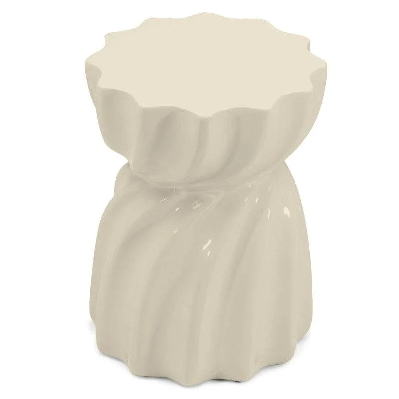 Tavolino laterale LOOMB 35 cm, beige lucido