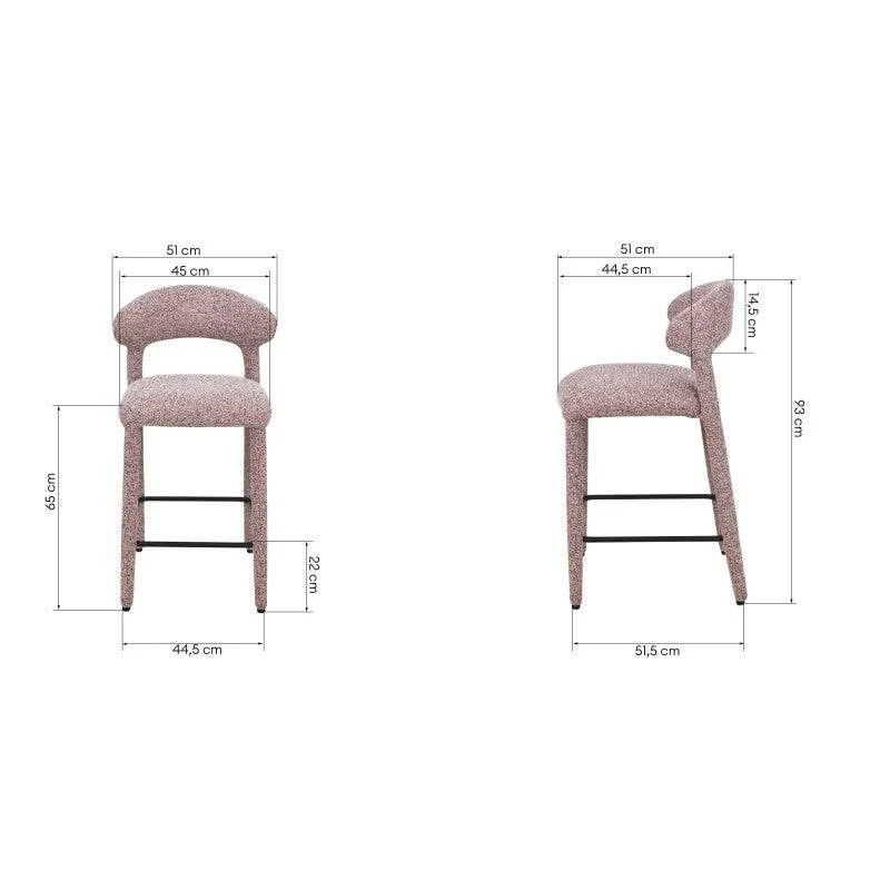 Sgabello imbottito IROKI, beige e borgogna mélange