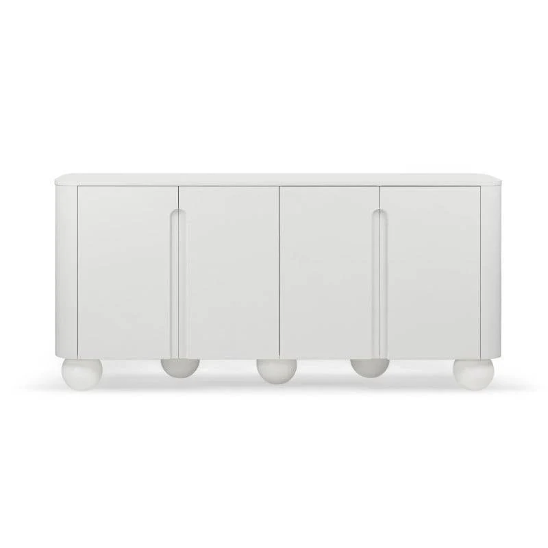 Cassettiera SQUAREN bianca, 4 ante, forme arrotondate