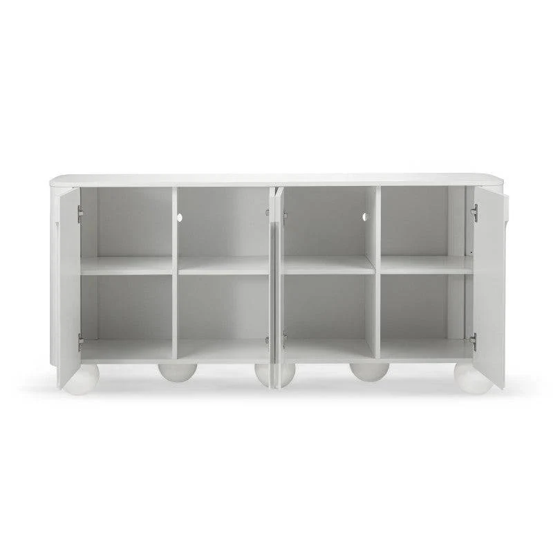 Cassettiera SQUAREN bianca, 4 ante, forme arrotondate