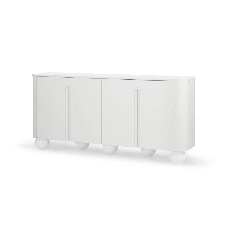 Cassettiera SQUAREN bianca, 4 ante, forme arrotondate